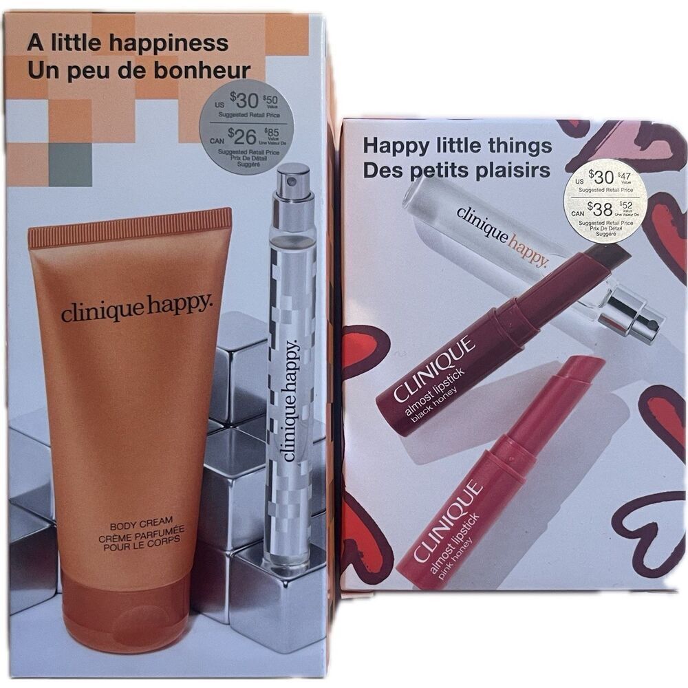 2X Clinique Little Happiness Fragrance & Body Cream & Clinique Happy Gift Set
